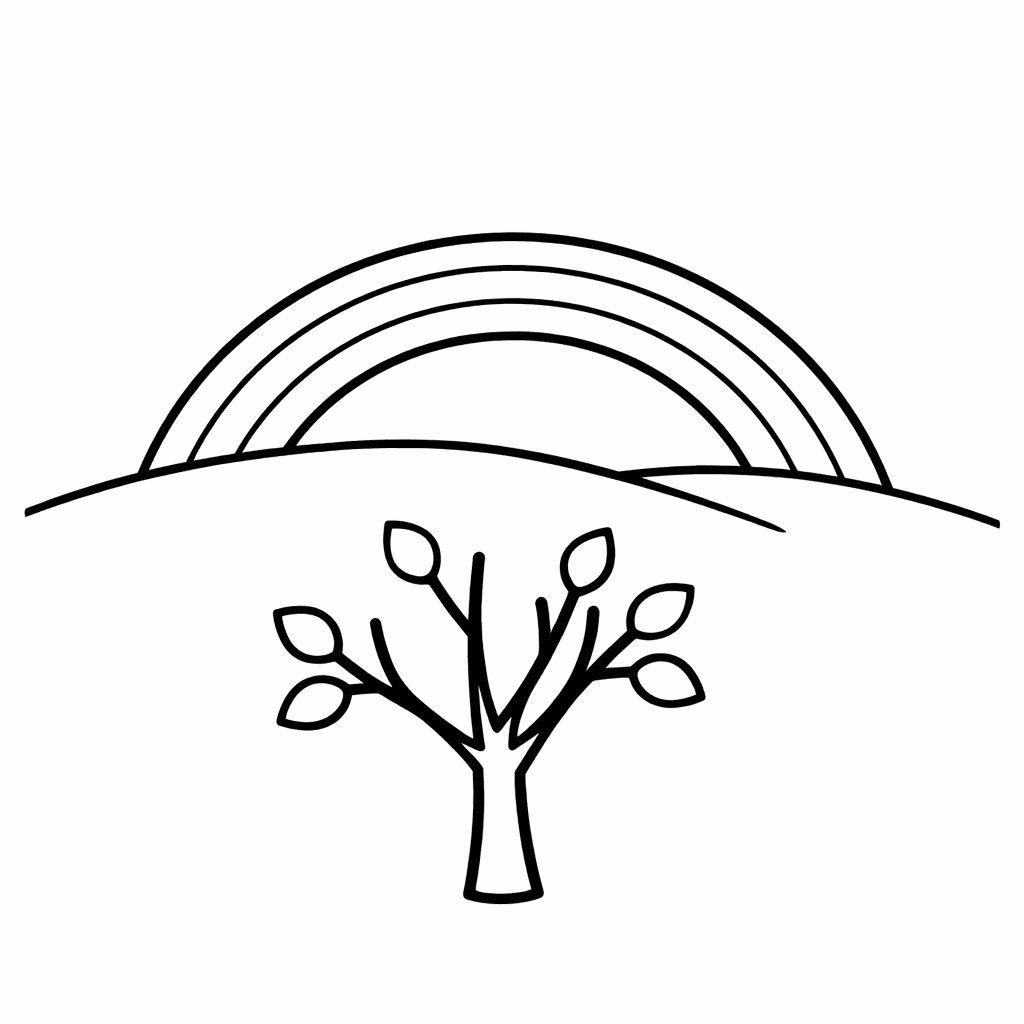 Free printable coloring page: Object Only: Two Or Three Rainbows Side By…, for ages 3-6