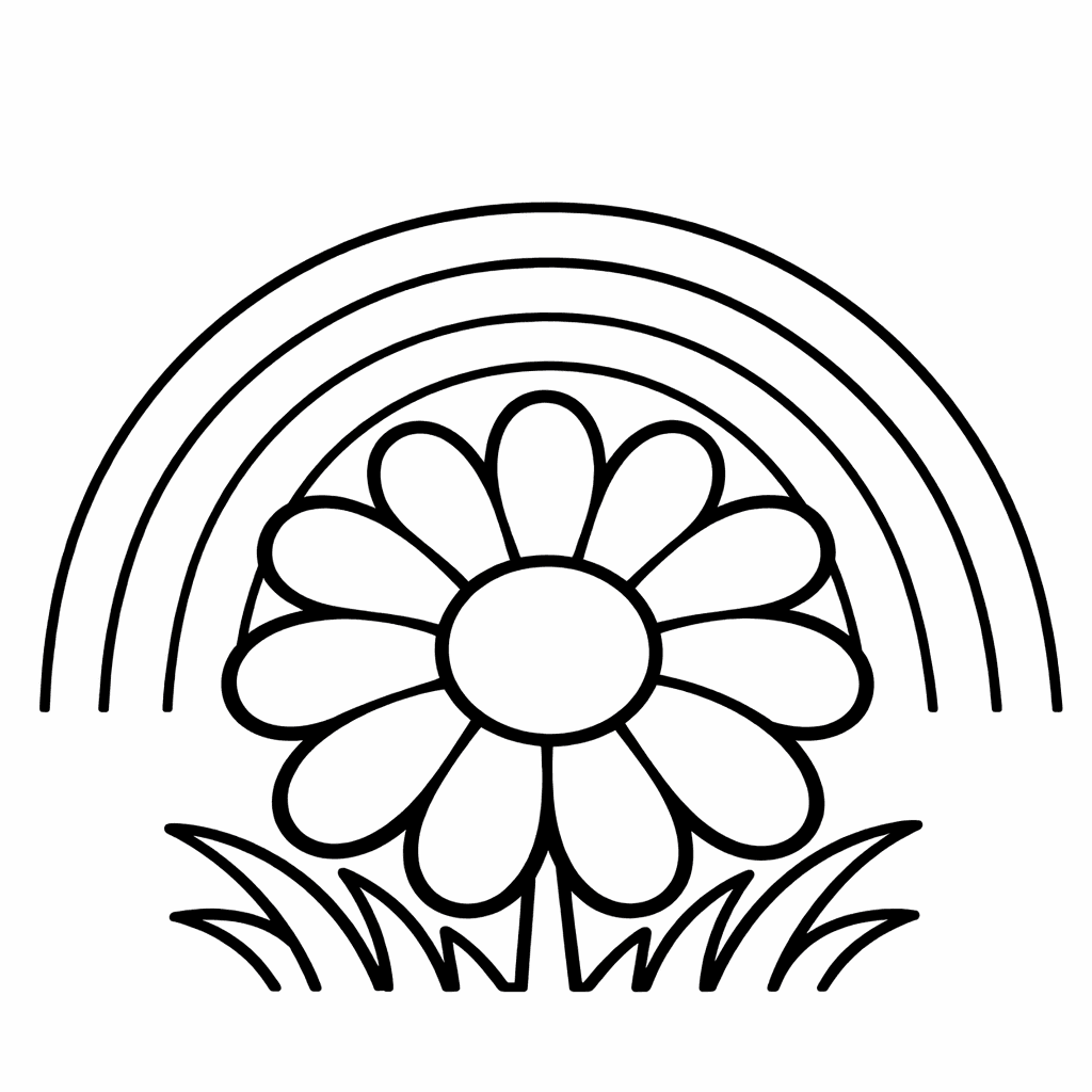 Free printable coloring page: Rainbow Arch, for ages 3-6