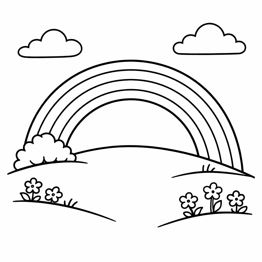 Free printable coloring page: Rainbow Simple, for ages 3-6