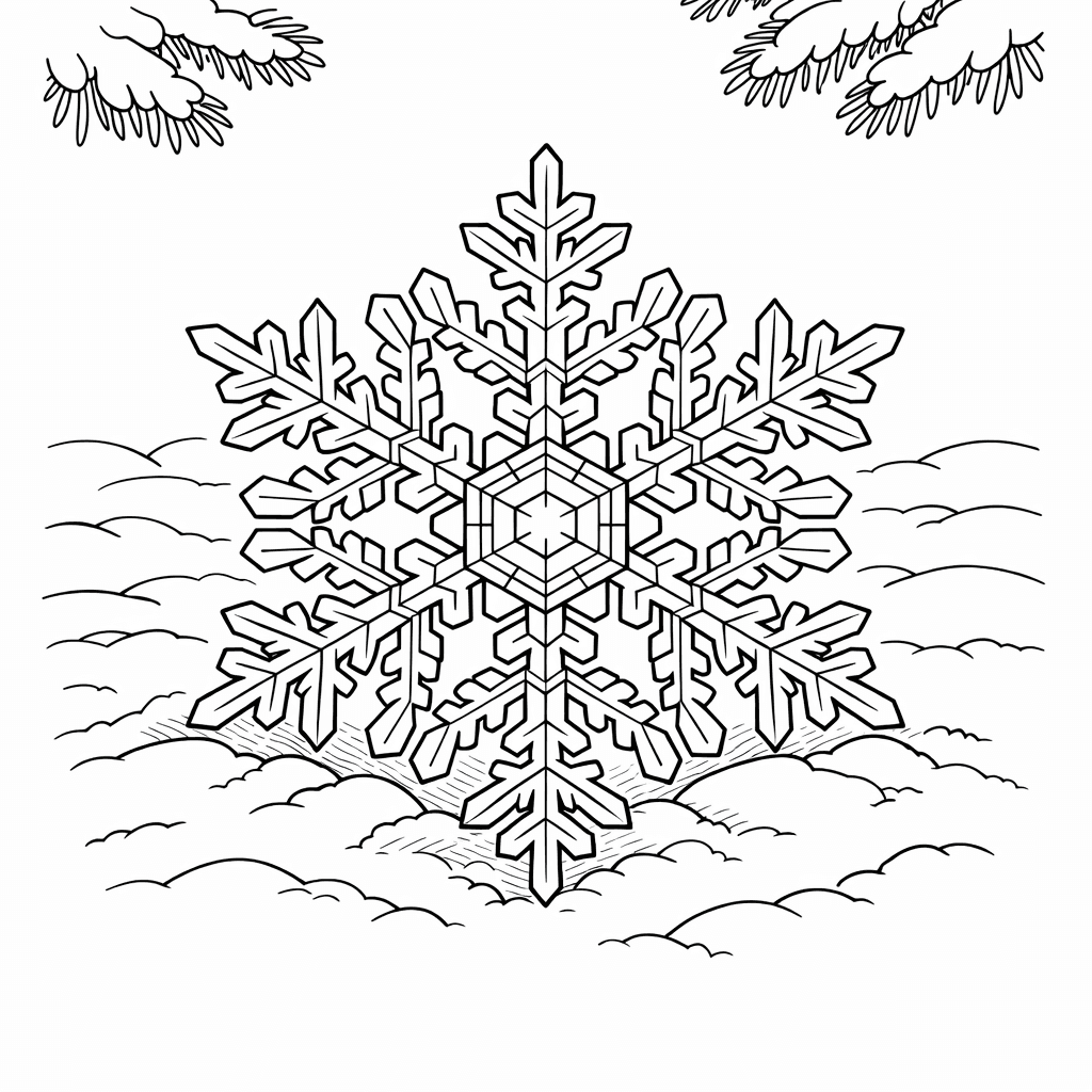 Free printable coloring page: Snowflake Pattern, for ages 7-12