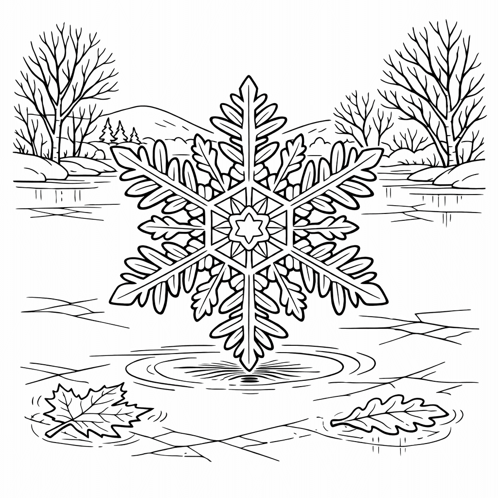 Free printable coloring page: Snowflake Pattern, for ages 7-12