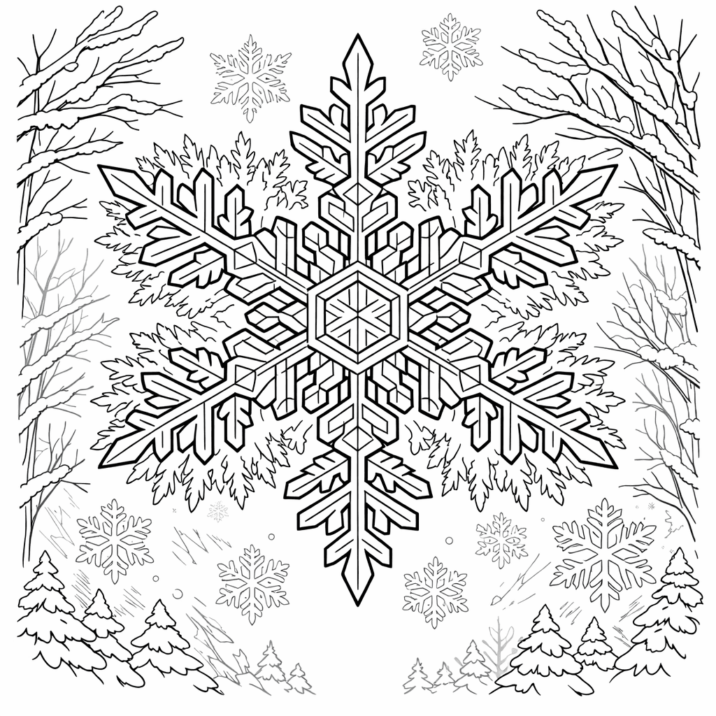 Free printable coloring page: Snowflake Simple, for ages 7-12