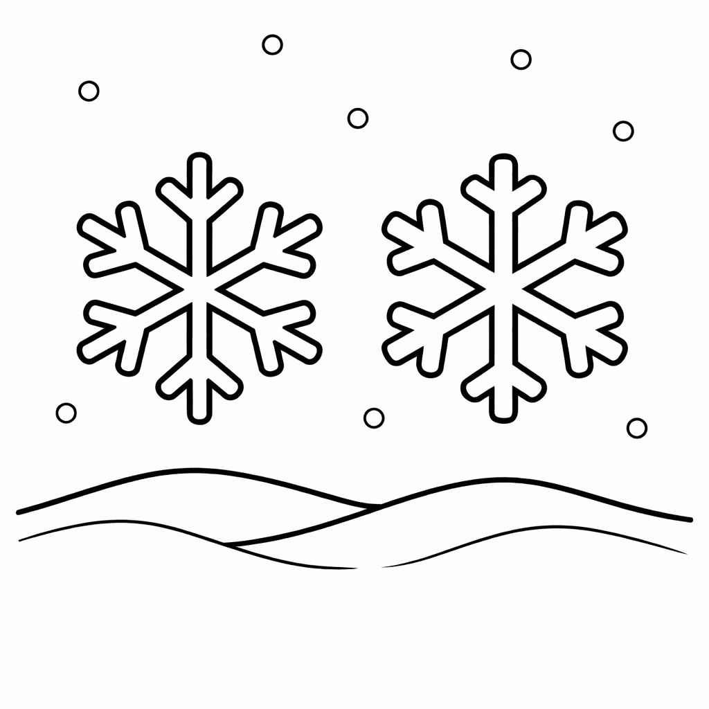 Free printable coloring page: Object Only: Two Or Three Snowflakes Side By…, for ages 3-6