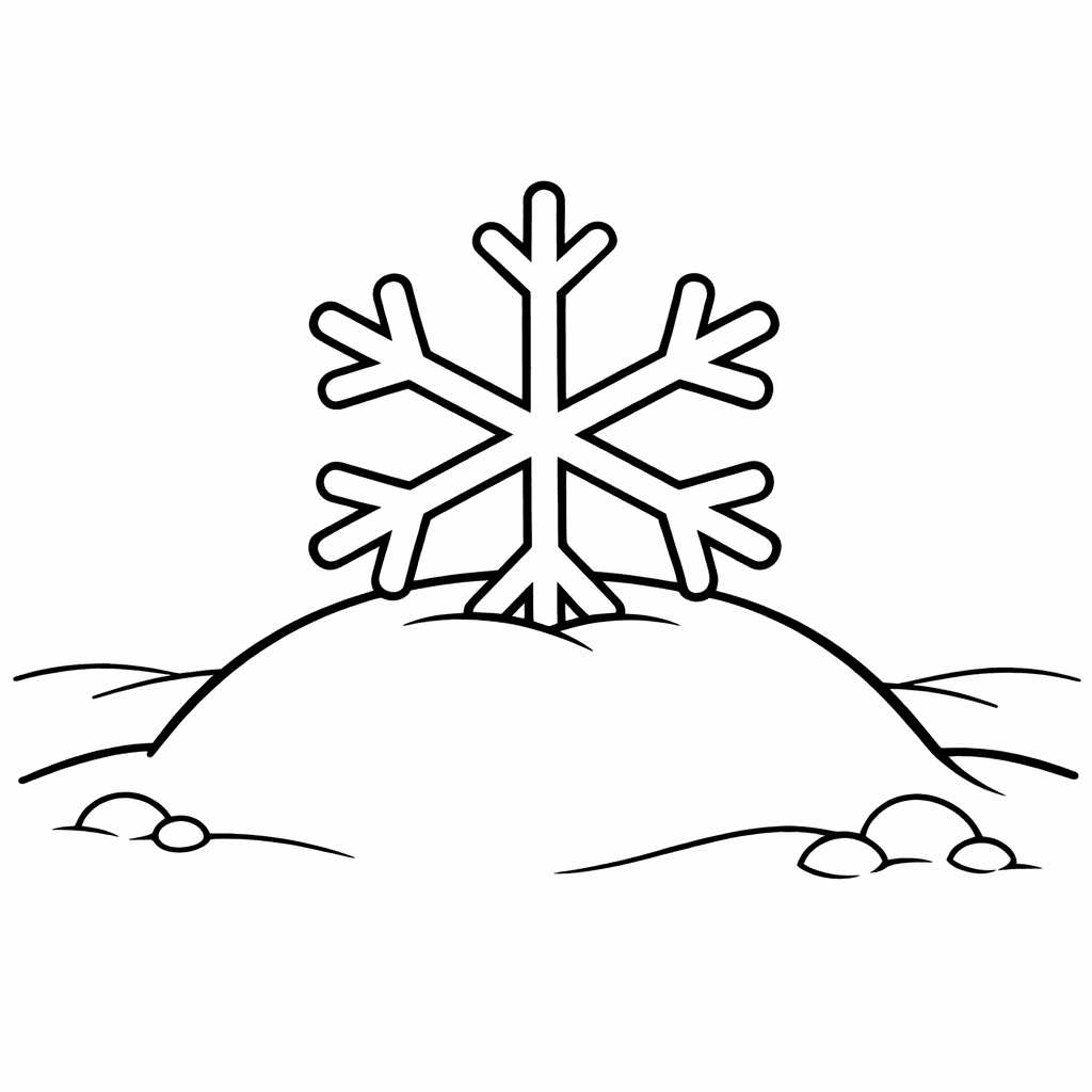 Free printable coloring page: Snowflake And Winter, for ages 3-6