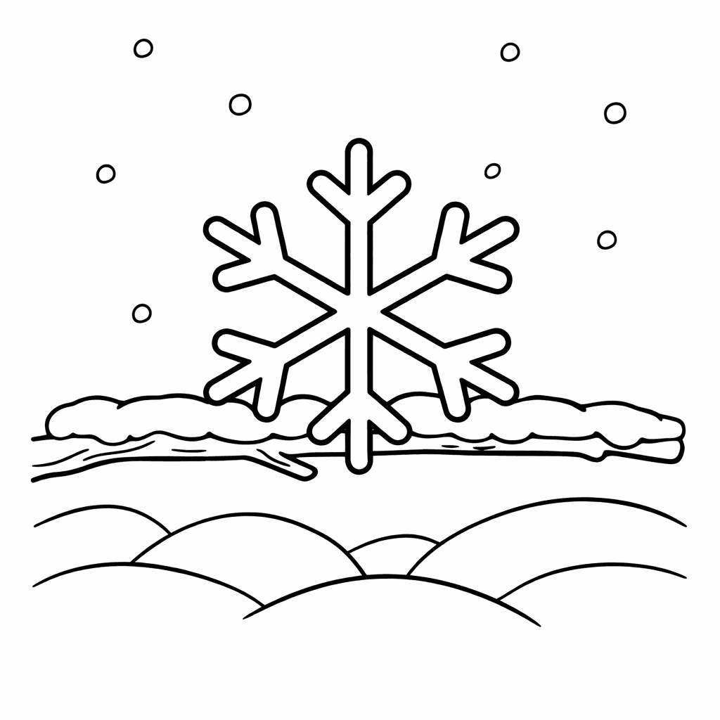 Free printable coloring page: Object Only: A Cute Snowflake With Clean Outlines,…, for ages 3-6