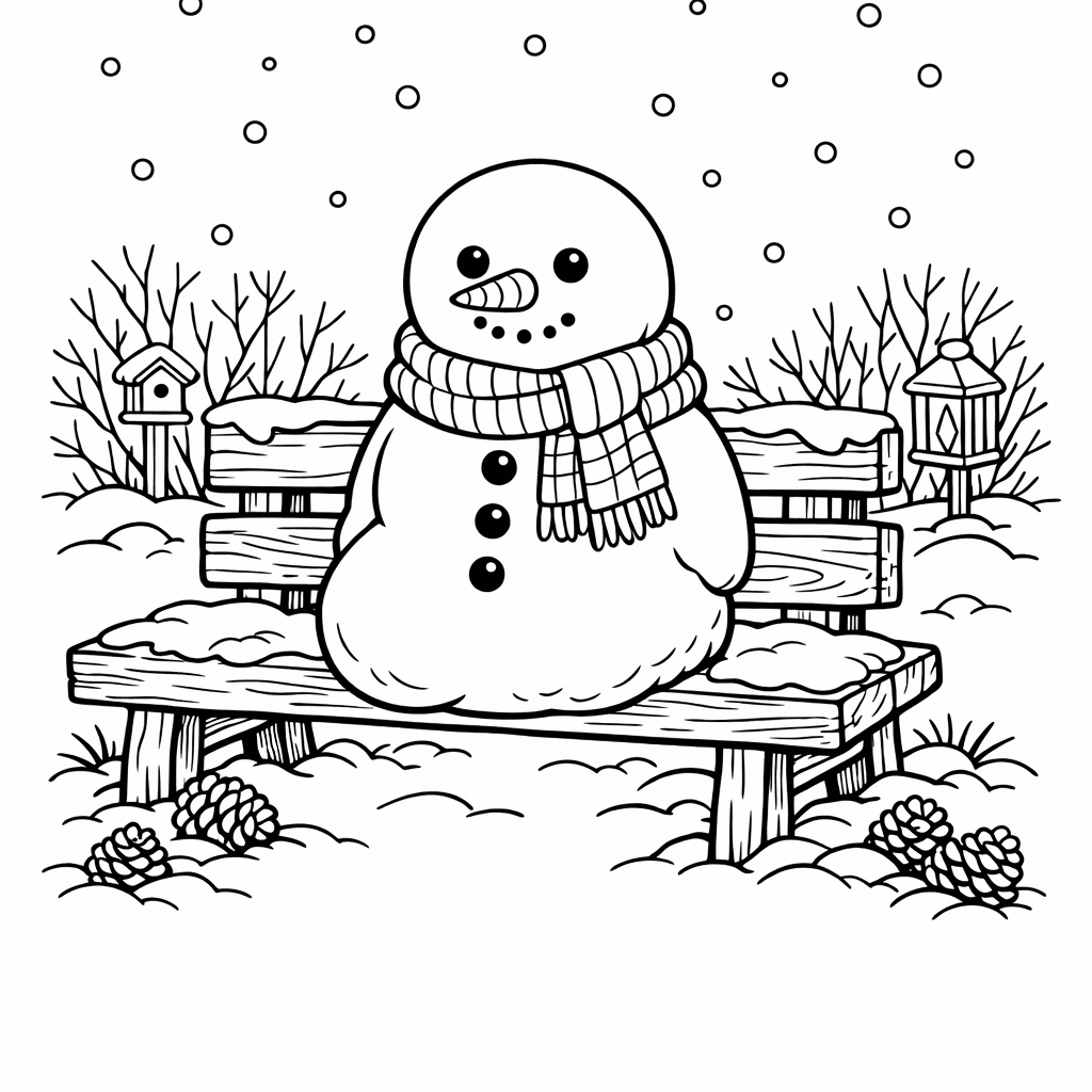 Free printable coloring page: Snowman And Hat, for ages 7-12