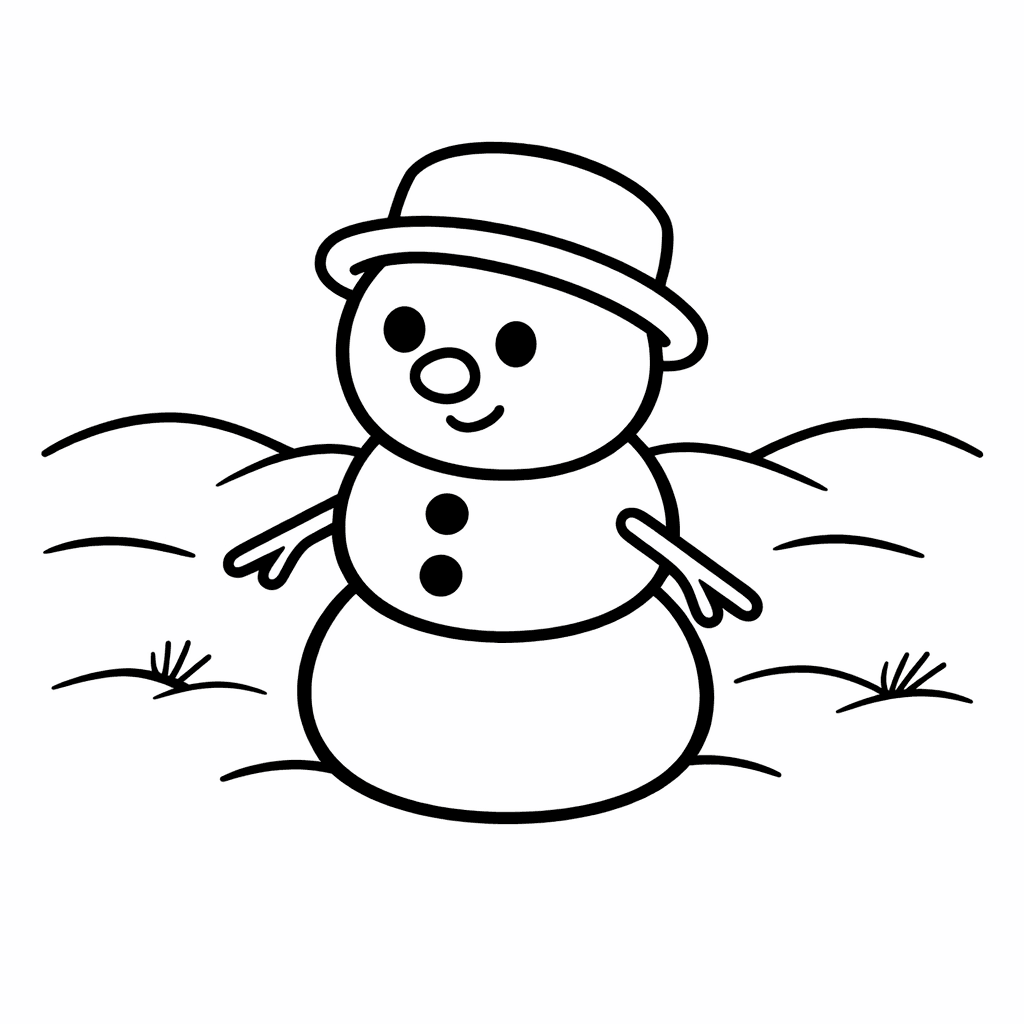 Free printable coloring page: Snowman Family, for ages 3-6