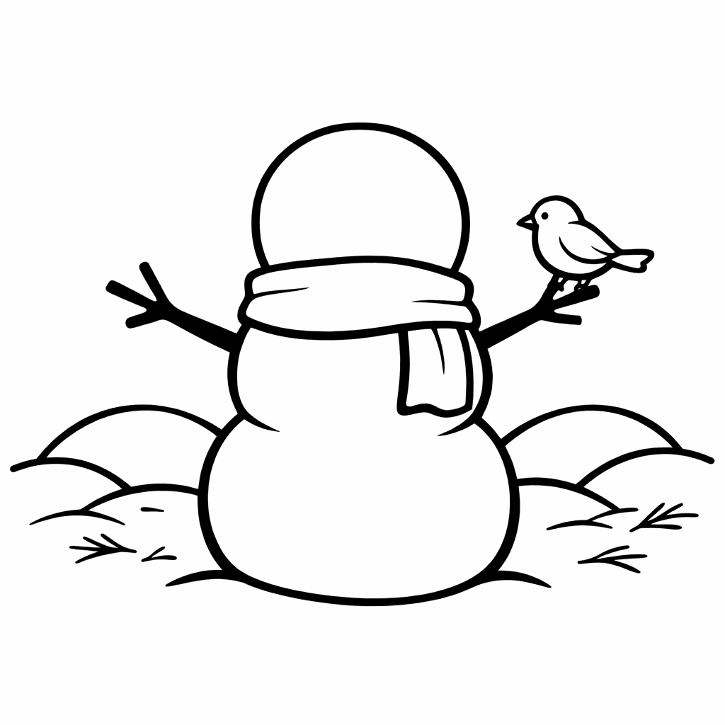 Free printable coloring page: Object Only: Two Or Three Snowmans Side By…, for ages 3-6