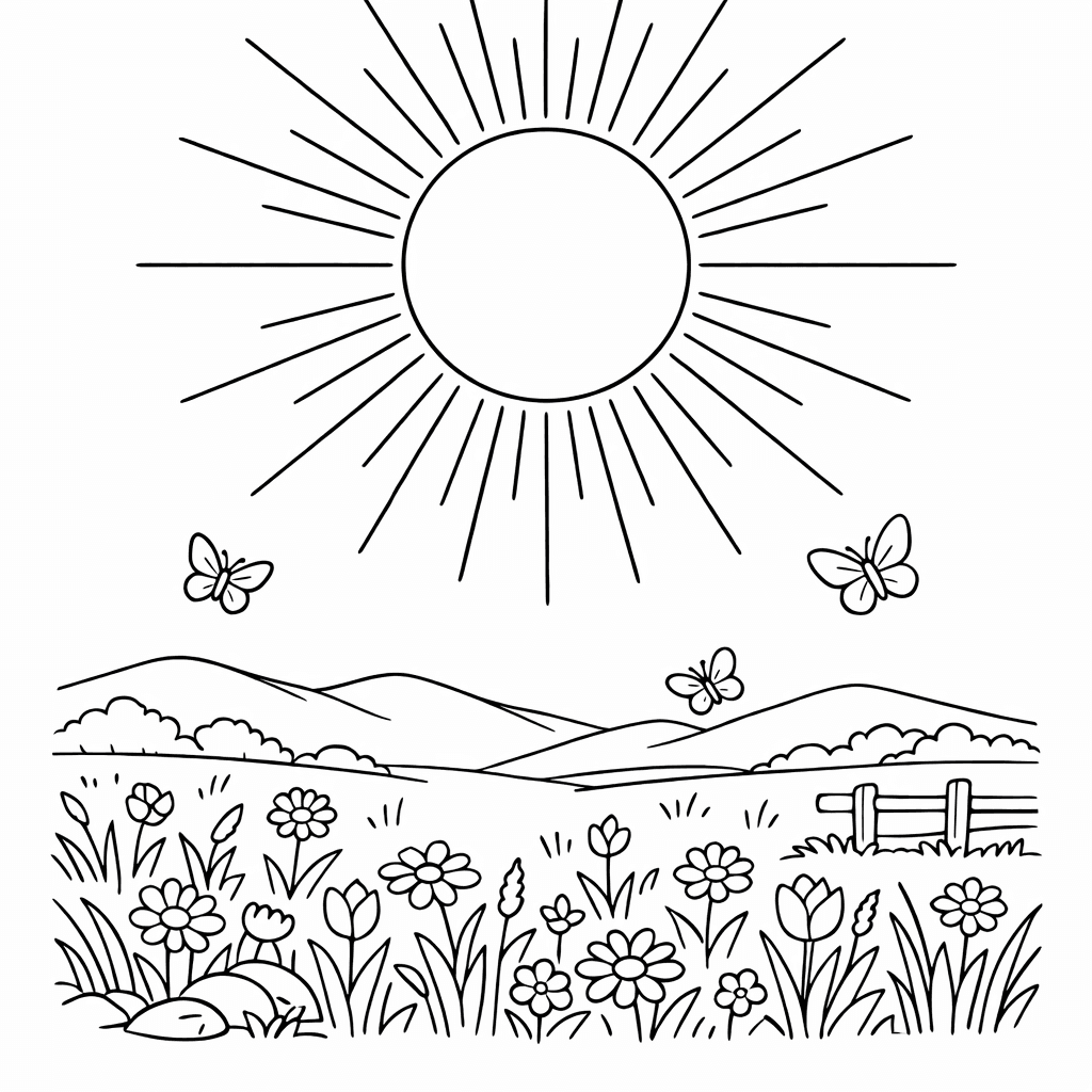 Free printable coloring page: Sun And Beach, for ages 7-12
