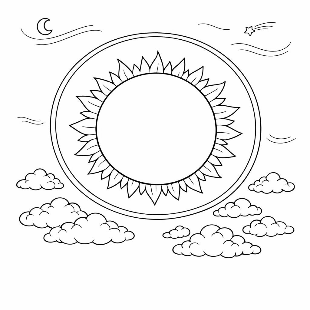 Free printable coloring page: Object Only: Two Or Three Suns Side By…, for ages 7-12
