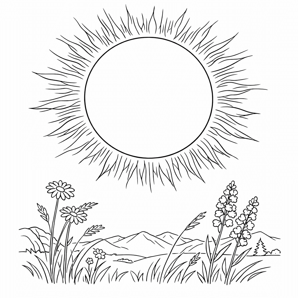 Free printable coloring page: Sun And Beach, for ages 7-12