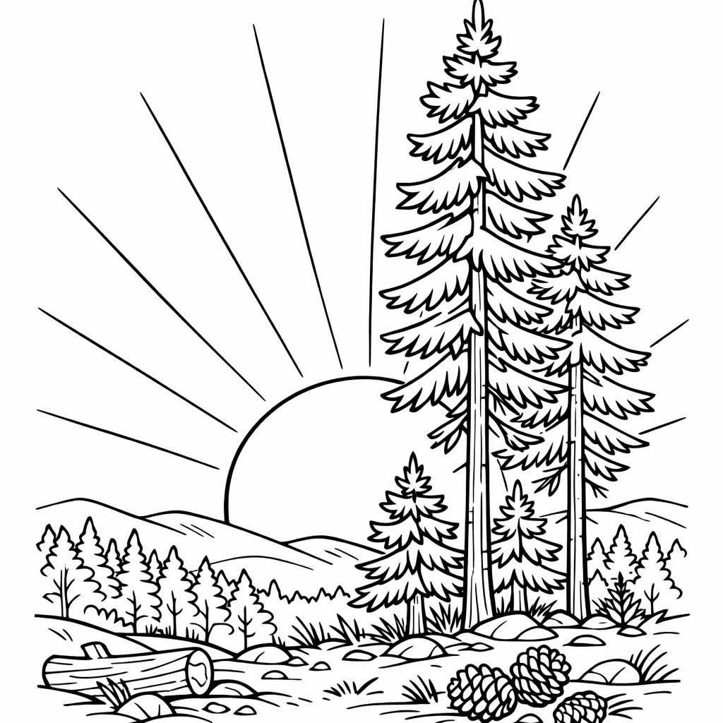 Free printable coloring page: Sunset Sun, for ages 7-12