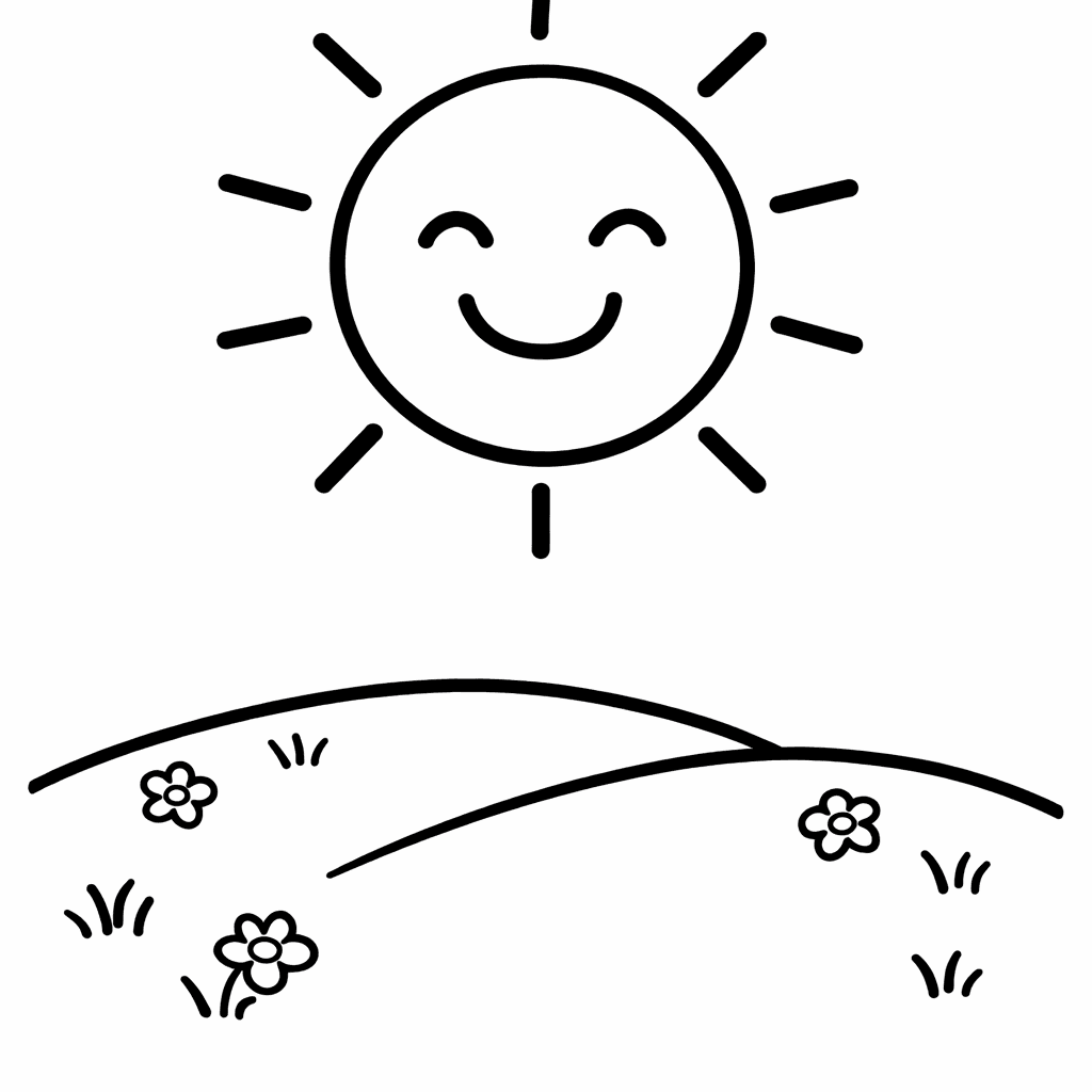 Free printable coloring page: Sun And Waves, for ages 3-6