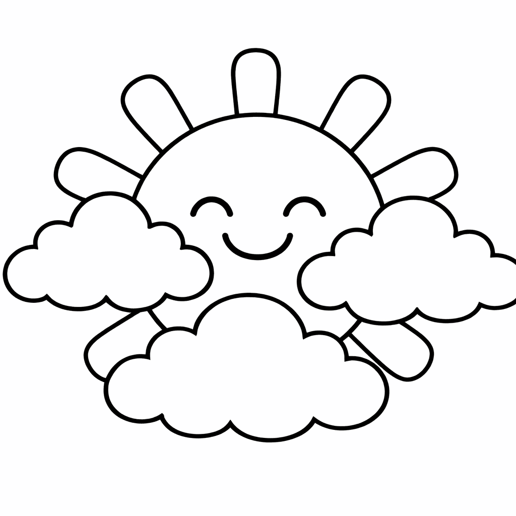Free printable coloring page: Sunset Sun, for ages 3-6