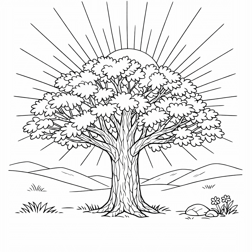 Free printable coloring page: Tree And Snow, for ages 7-12