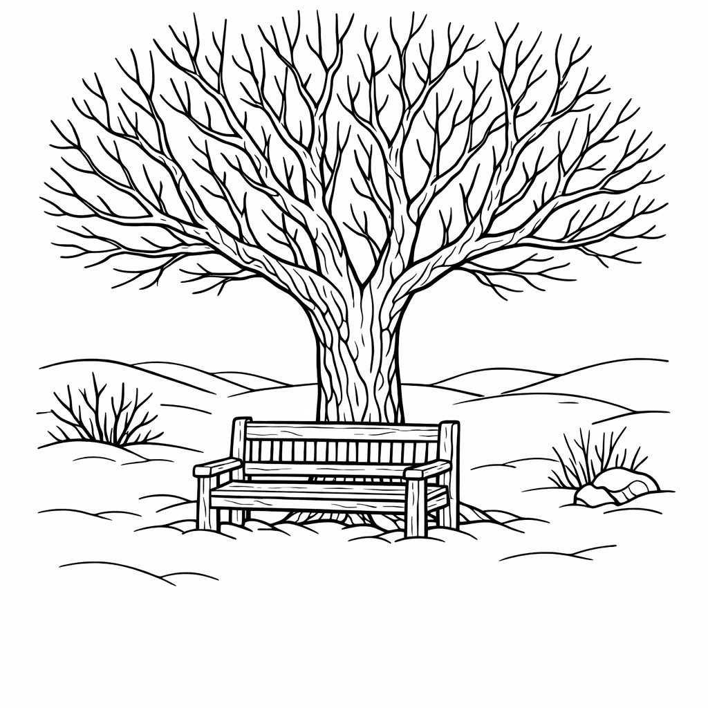 Free printable coloring page: Tree Autumn Colors, for ages 7-12