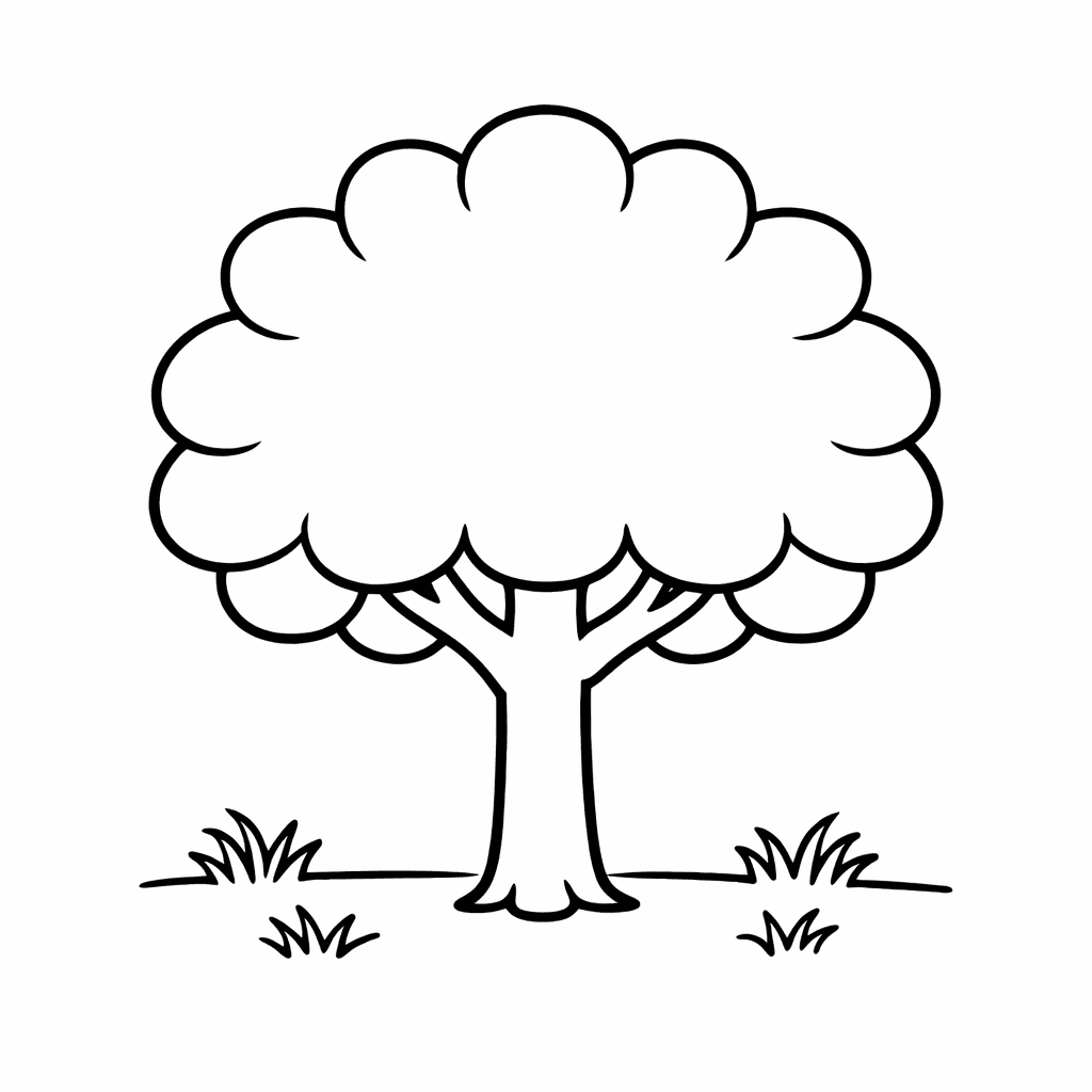 Free printable coloring page: Tree And Birds, for ages 3-6