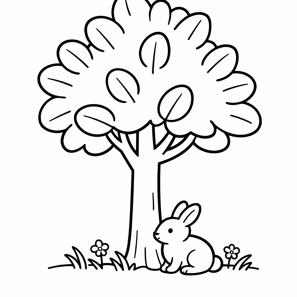 Free printable coloring page: Tree And Snow, for ages 3-6