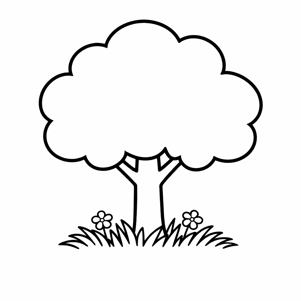 Free printable coloring page: Object Only: Two Or Three Trees Side By…, for ages 3-6