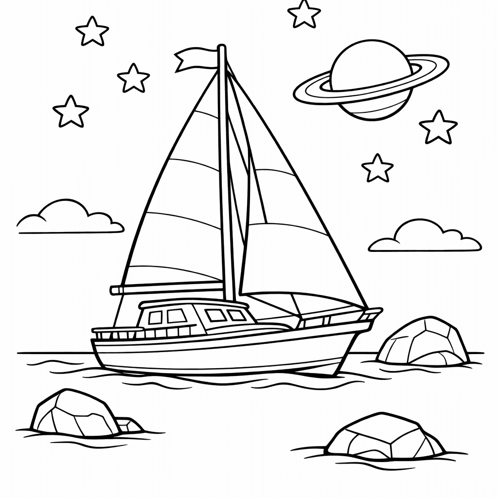 Free printable coloring page: A Child And Dog Fishing From A Colorful…, for ages 7-12
