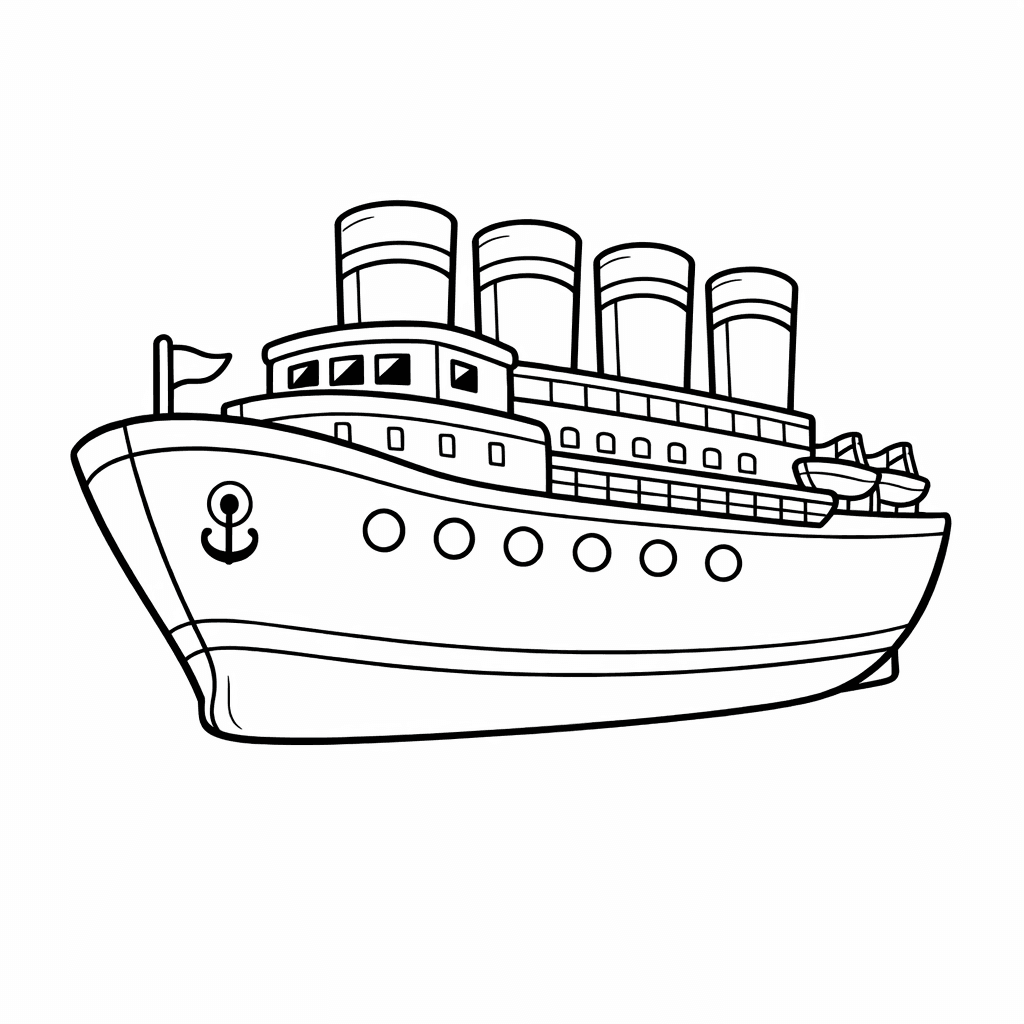 Free printable coloring page: Titanic Sinking Into Ocean, for ages 7-12