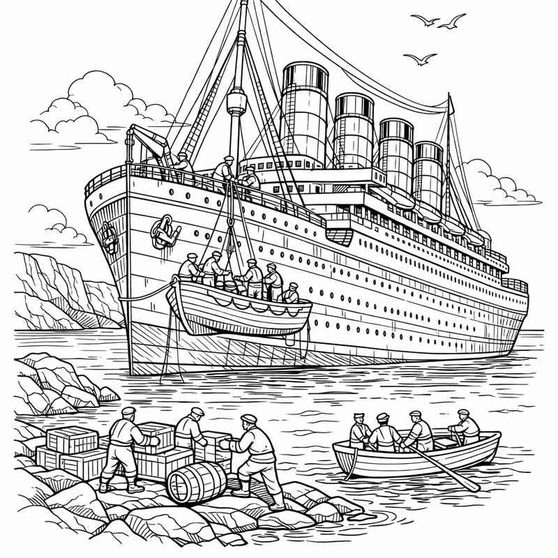 Free printable coloring page: A Teddy Bear Dressed As Captain Peering Over…, for ages 7-12
