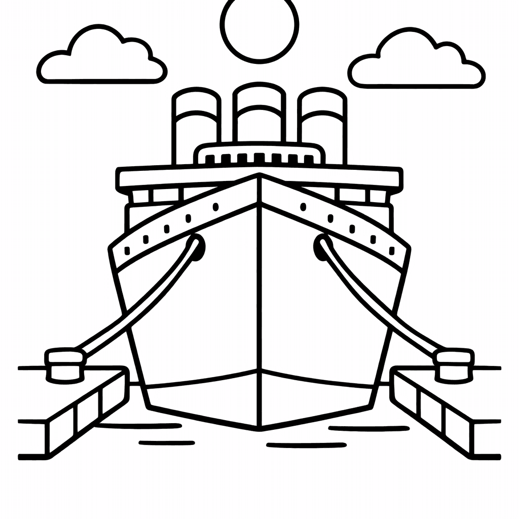 Free printable coloring page: An Art Class Taking Place On Titanic’s Deck…, for ages 3-6
