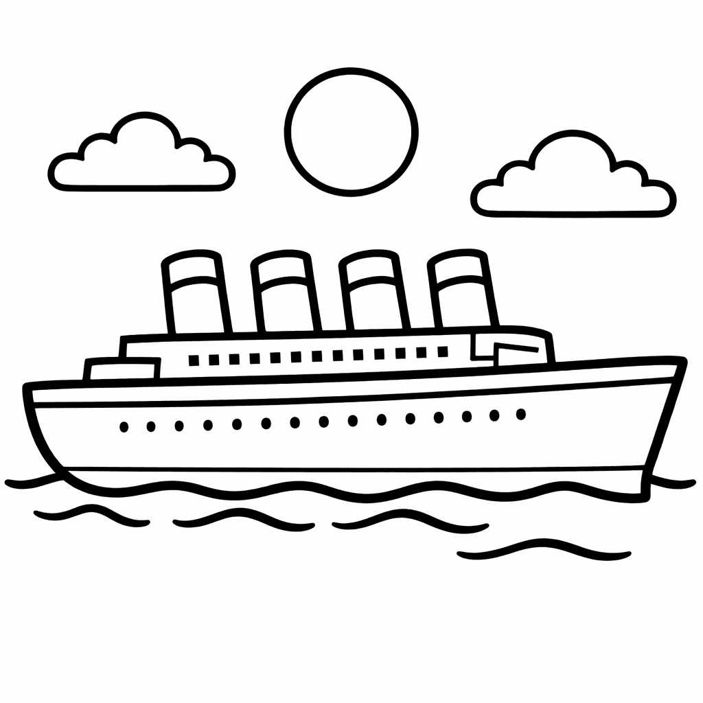 Free printable coloring page: Titanic In A Whimsical Fairy Tale Setting With…, for ages 3-6