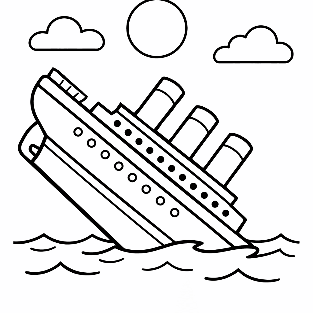 Free printable coloring page: A Cat Napping In The Sun On Titanic's…, for ages 3-6