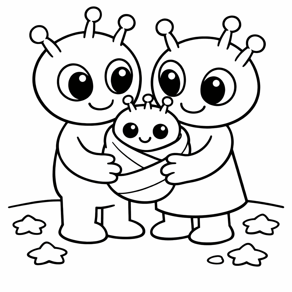 Free printable coloring page: An Alien Chef Flips Pancakes On A Whimsical…, for ages 3-6