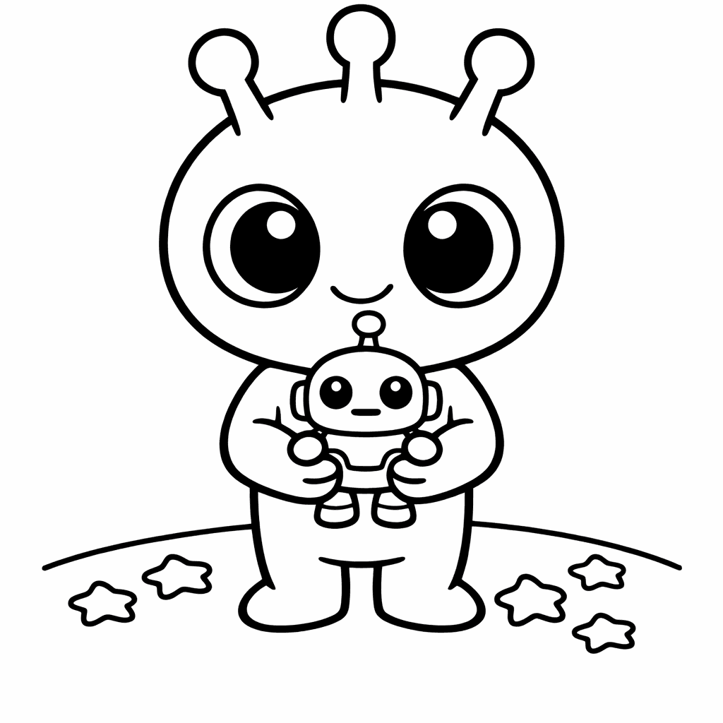 Free printable coloring page: A Curious Alien Peeks Through The Window Of…, for ages 7-12