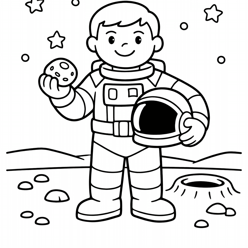Free printable coloring page: An Astronaut Bungees Off A Comet In A…, for ages 3-6
