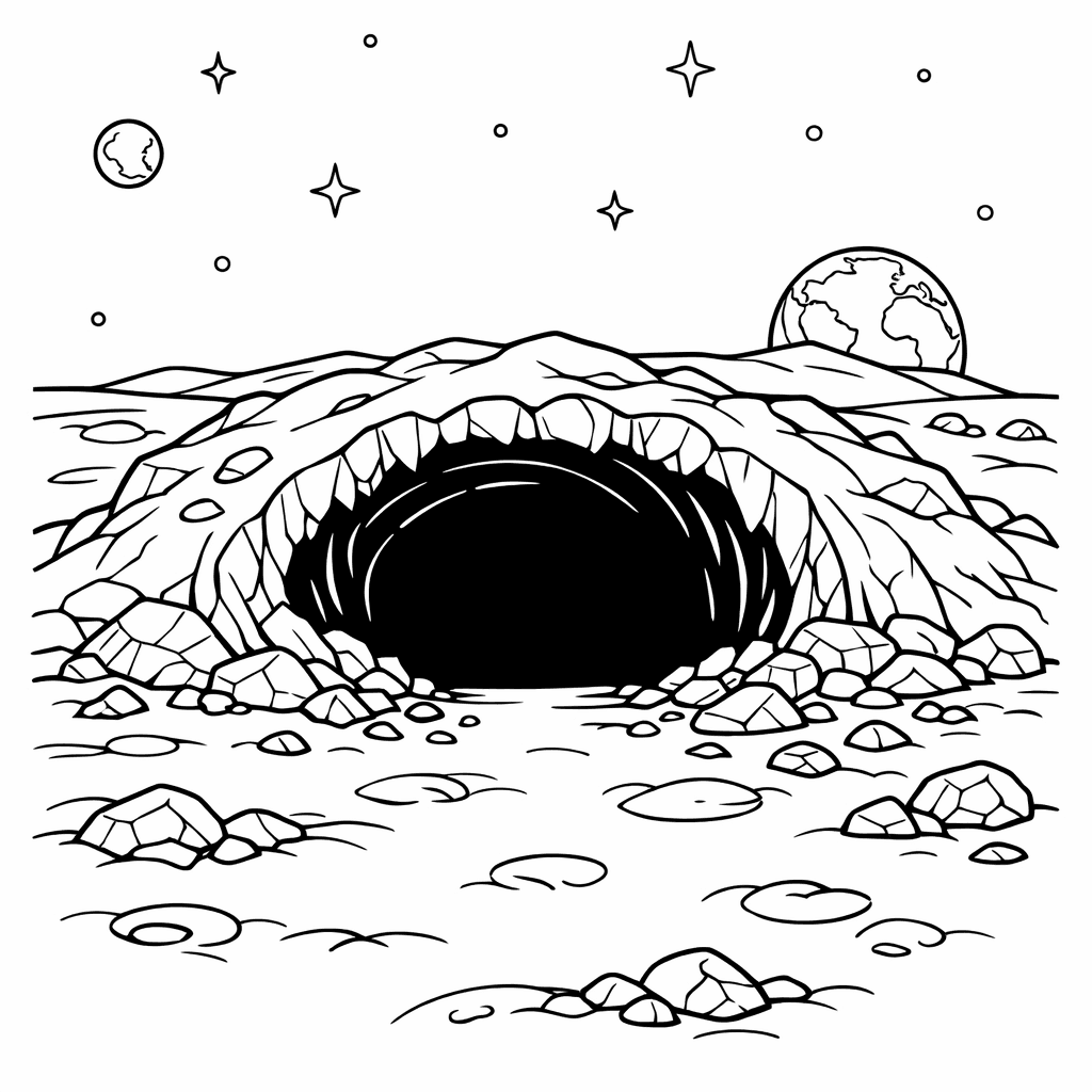 Free printable coloring page: A Cheerful Rabbit Bounces On The Moon’s Surface,…, for ages 7-12