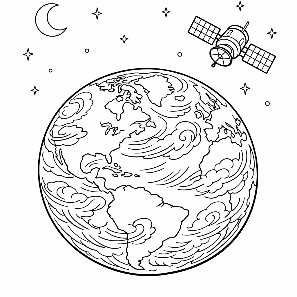 Free printable coloring page: A Spinning Planet Balancing On A Giant Ice…, for ages 7-12