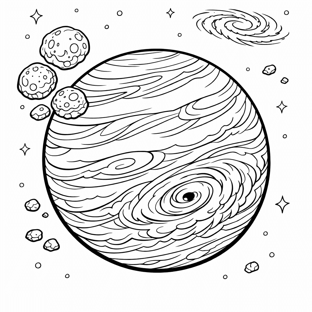 Free printable coloring page: A Wide Shot Of A Majestic Planet With…, for ages 7-12