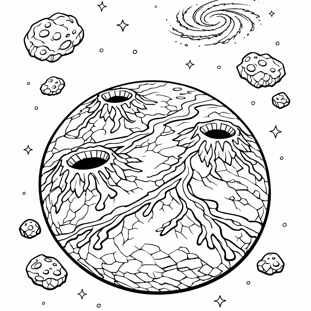 Free printable coloring page: A Tiny Planet Painting A Giant Mural Of…, for ages 7-12