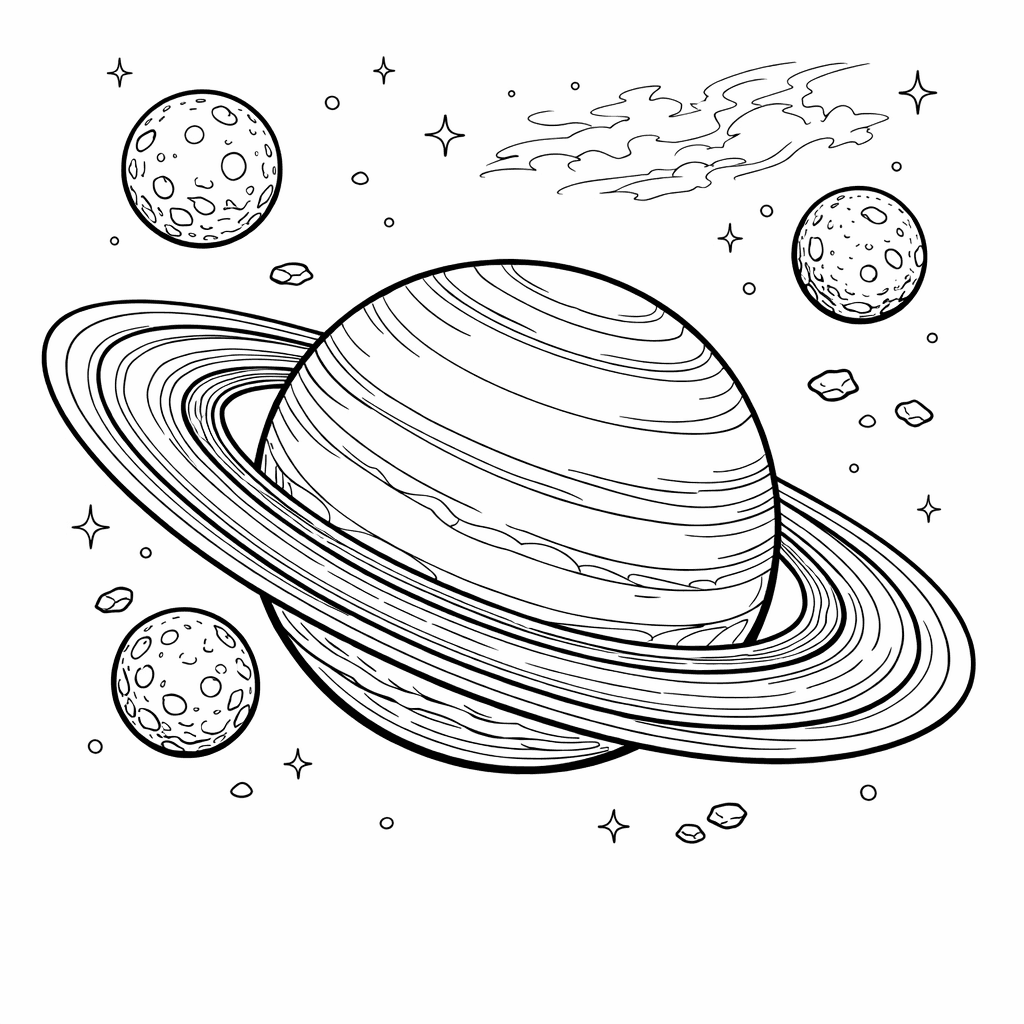 Free printable coloring page: A Serious-looking Planet, Wearing Glasses And Reading A…, for ages 7-12