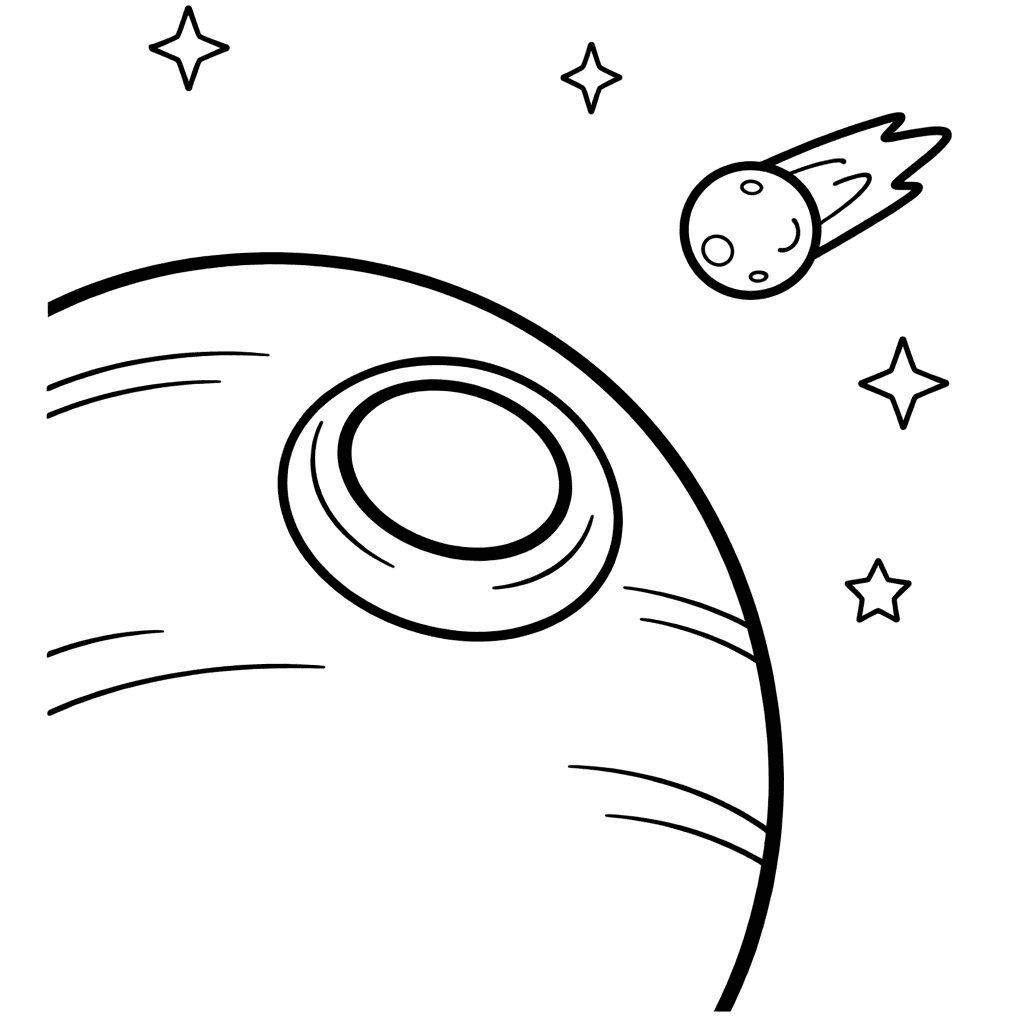 Free printable coloring page: A Small, Playful Planet Sitting On A Tree…, for ages 3-6