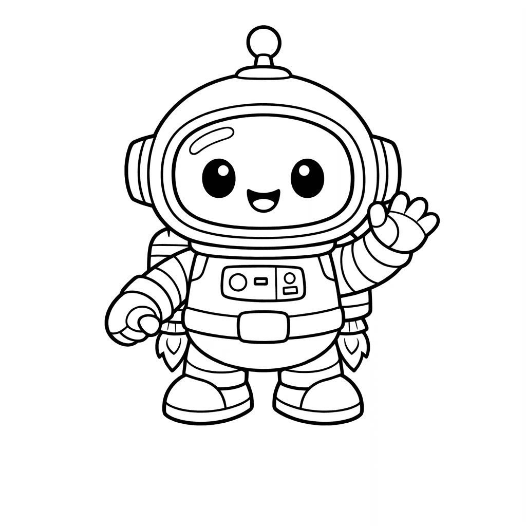 Free printable coloring page: An Adventurous Robot Plays Catch With A Friendly…, for ages 7-12