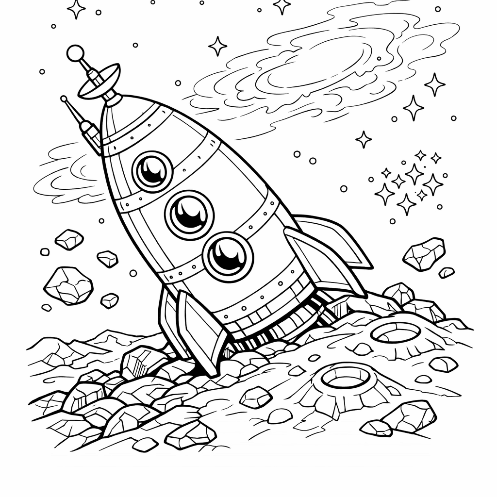 Free printable coloring page: Inside A Cozy Control Room, A Curious Child…, for ages 7-12
