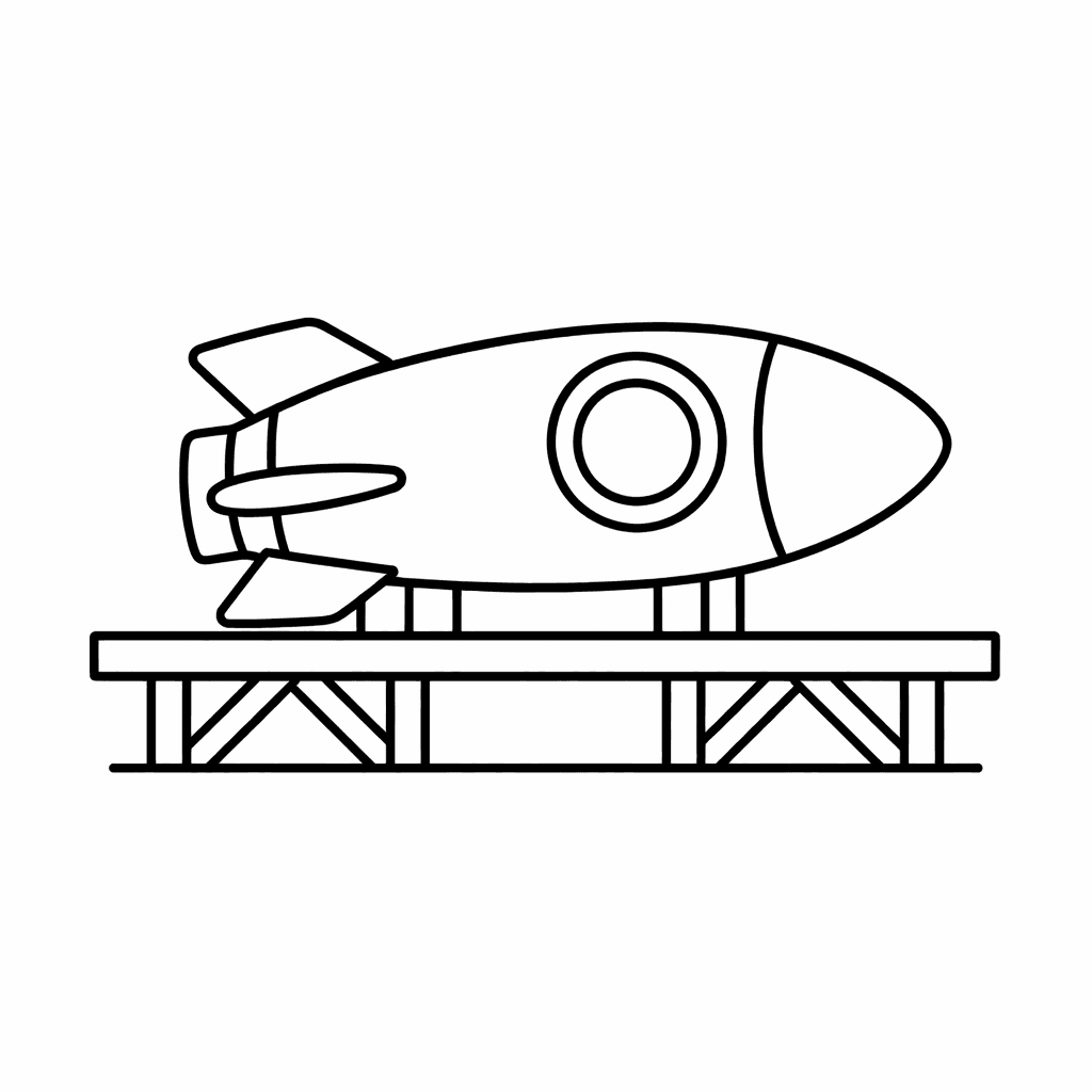 Free printable coloring page: A Cartoon Rocket Zooms Through A Cotton Candy…, for ages 3-6