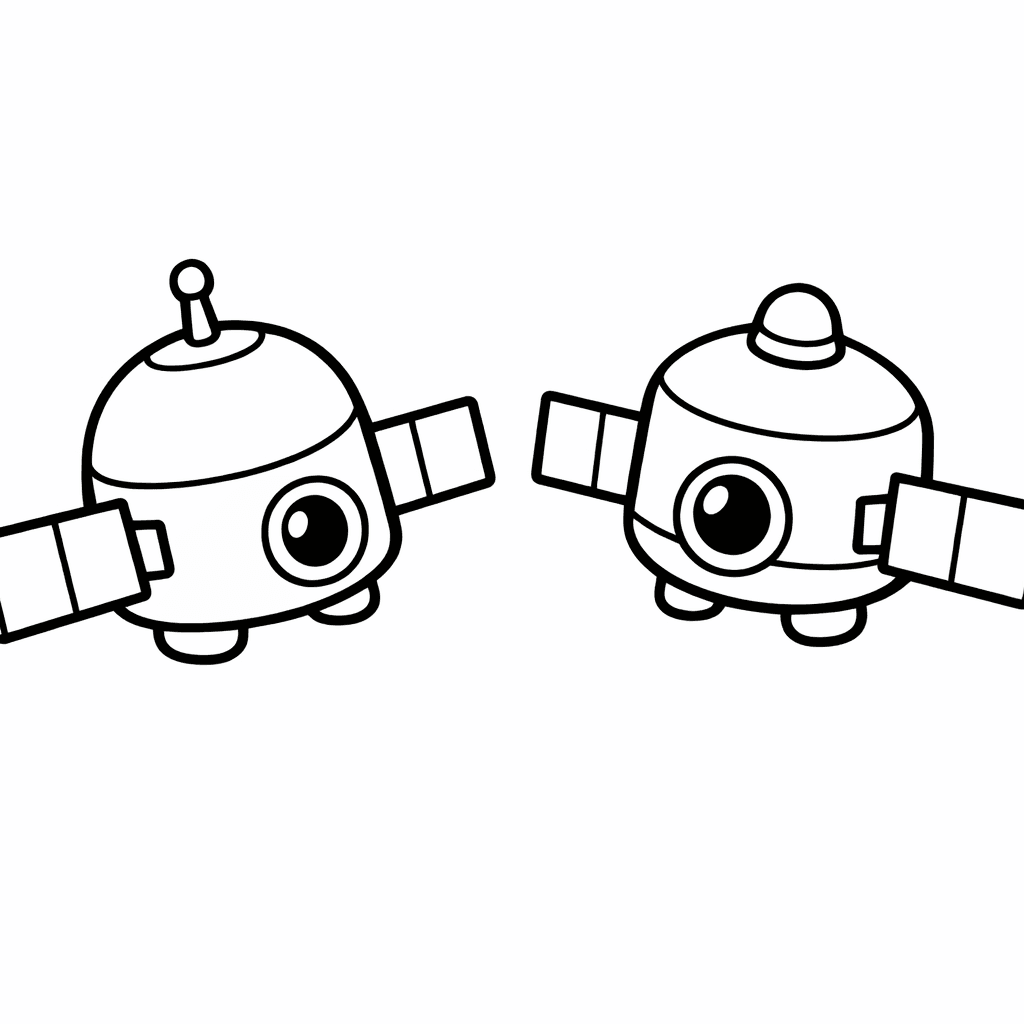 Free printable coloring page: In A Whimsical Forest, A Cheerful Satellite Dangles…, for ages 3-6