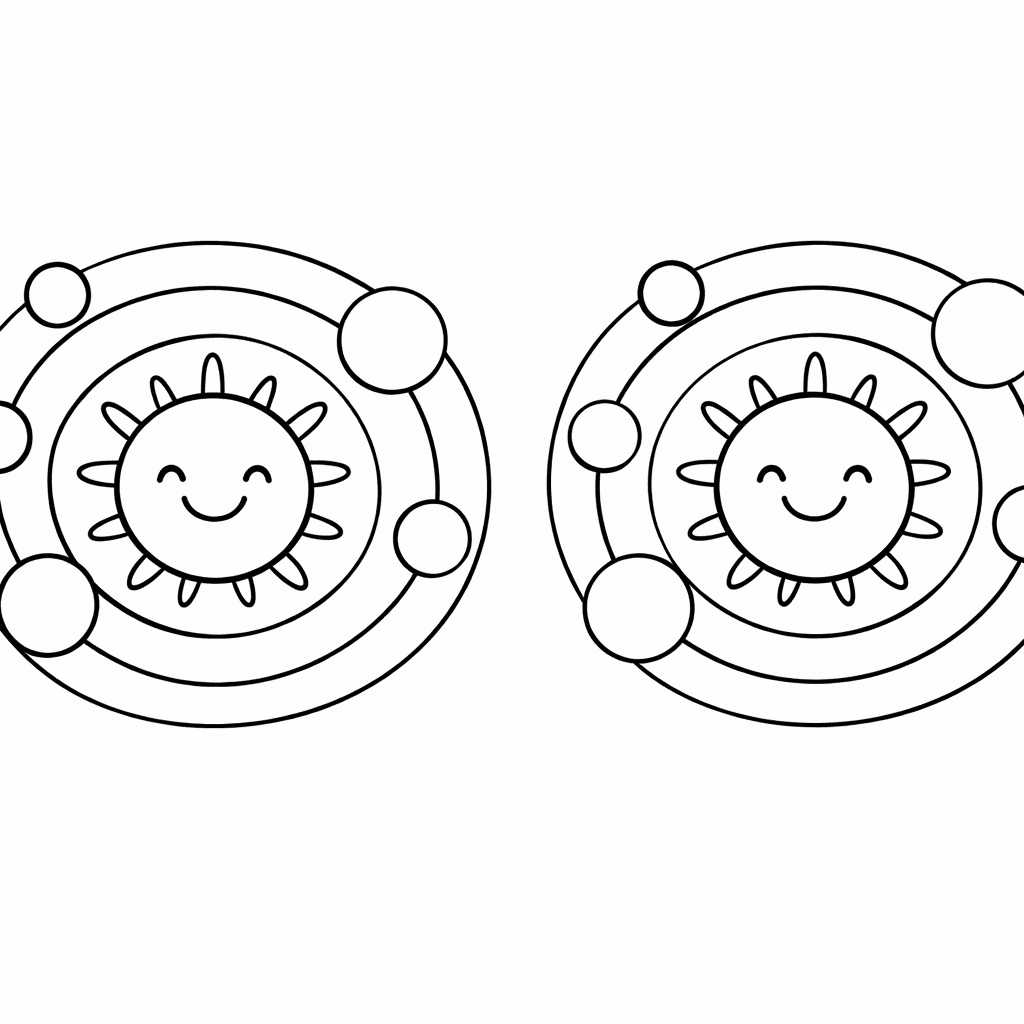 Free printable coloring page: Earth And Moon, for ages 3-6