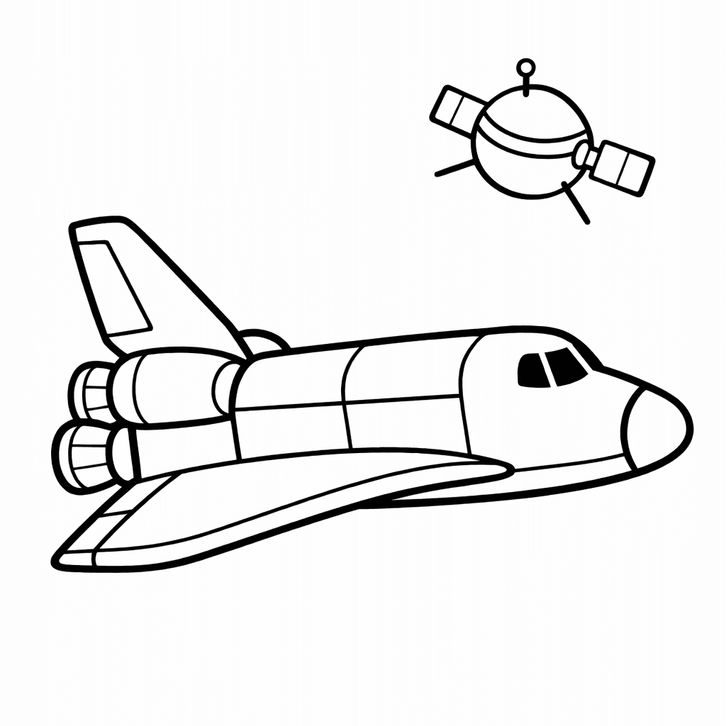 Free printable coloring page: In A Close-up View, A Space Shuttle Is…, for ages 3-6