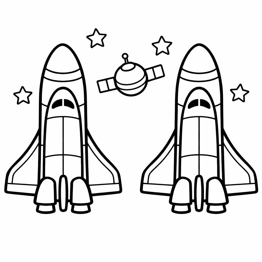 Free printable coloring page: A Space Shuttle Boldly Blasts Off From A…, for ages 3-6