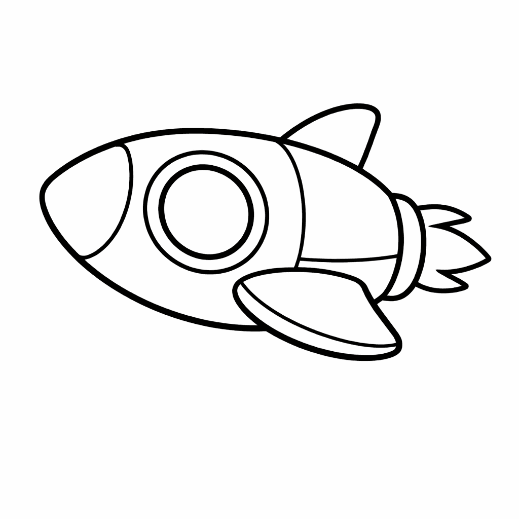 Free printable coloring page: A Whimsical Spaceship Sails Through A Cotton Candy…, for ages 3-6