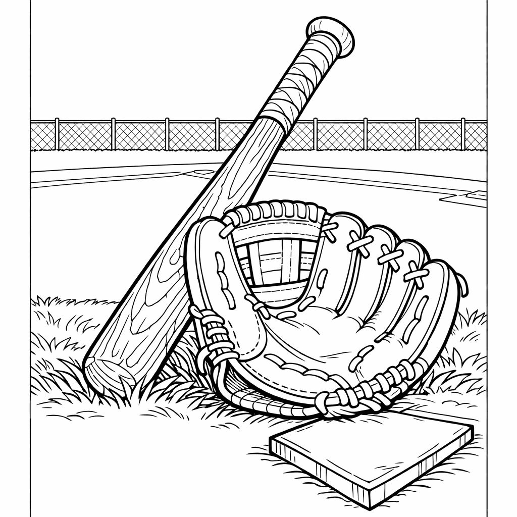 Free printable coloring page: Baseball Glove, for ages 7-12