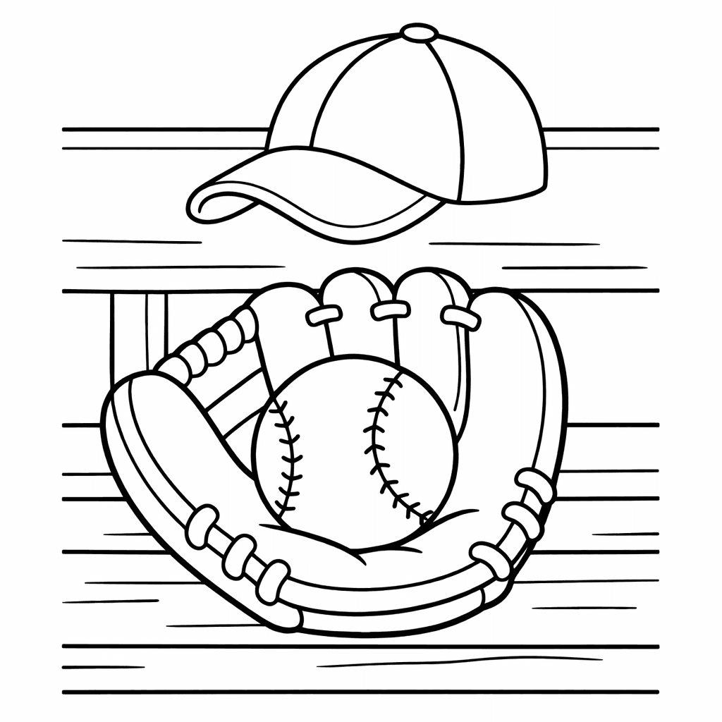 Free printable coloring page: Baseball Cap, for ages 3-6