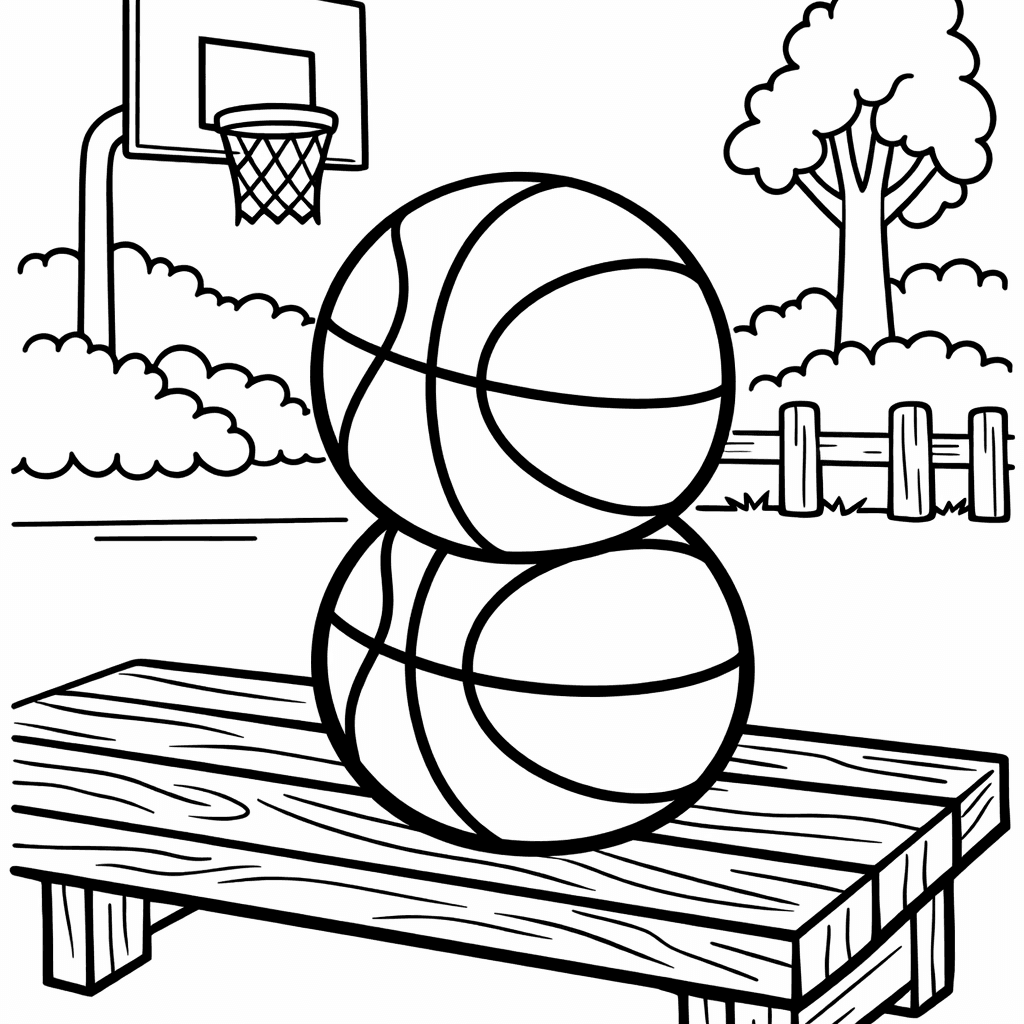 Free printable coloring page: Object Only: Two Or Three Basketballs Side By Side, Simple And Adorable, No Background, for ages 3-6