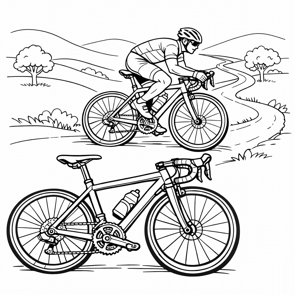 Free printable coloring page: Bicycle In Park, for ages 7-12